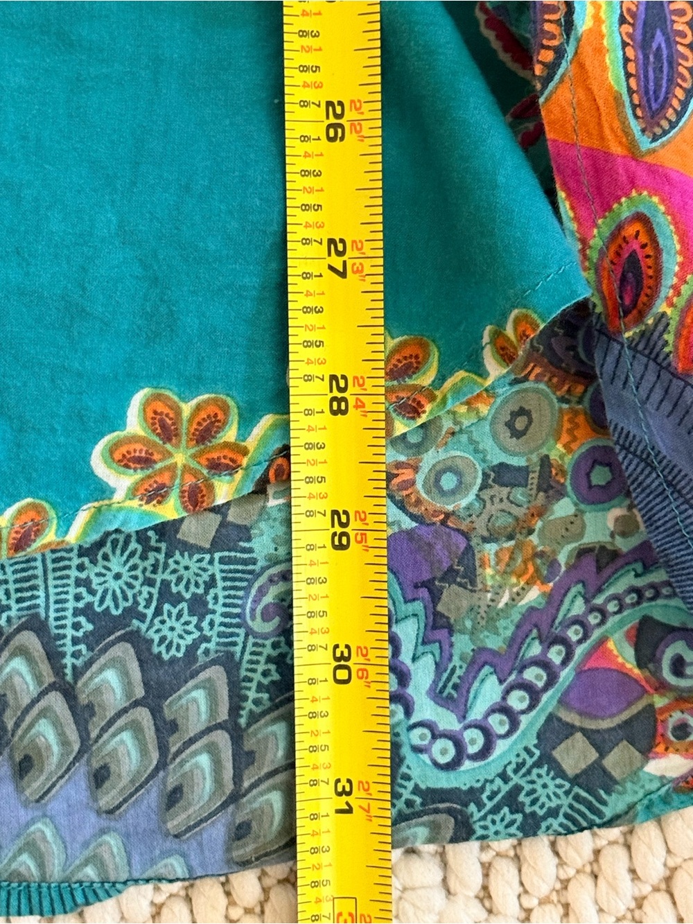 ANU by Natural Vibrant Turquoise embroidered Boho tunic top with pockets - Picture 8 of 8